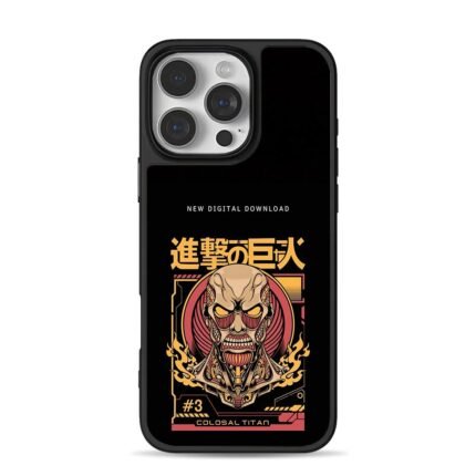 AOT Colossal Titan anime print iPhone 16 Pro Max Black Case