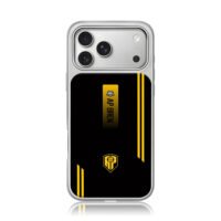 AP BREN MPL yellow line shield iPhone 17 Pro Max Electroplated Silver Case1