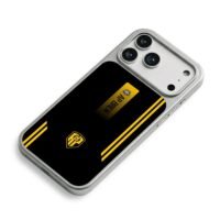 AP BREN MPL yellow line shield iPhone 17 Pro Max Electroplated Silver Case2