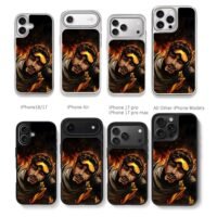 Apex Legends Mirage stylized fire art Chris Brown Phone Case Black Electroplated Silver For Iphone 11 To 17