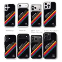 Aphex VHS T120 Rainbow Stripe Chris Brown Phone Case Black Electroplated Silver For Iphone 11 To 17