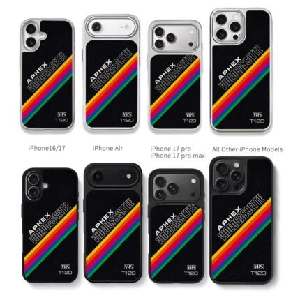Aphex VHS T120 Rainbow Stripe Chris Brown Phone Case Black Electroplated Silver For Iphone 11 To 17