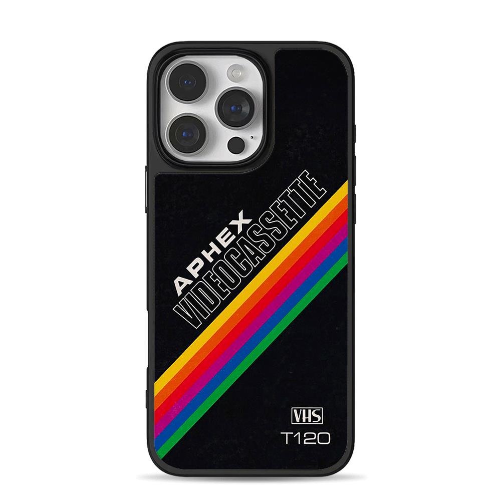Aphex VHS T120 Rainbow Stripe iPhone 16 Pro Max Black Case Aphex VHS T120 Rainbow Stripe iPhone 16 Pro Max Black Case