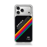 Aphex VHS T120 Rainbow Stripe iPhone 17 Pro Max Electroplated Silver Case1