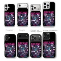 Arcane LoL Jinx Vi Caitlyn art Chris Brown Phone Case Black Electroplated Silver For Iphone 11 To 17