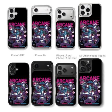 Arcane LoL Jinx Vi Caitlyn art Chris Brown Phone Case Black Electroplated Silver For Iphone 11 To 17