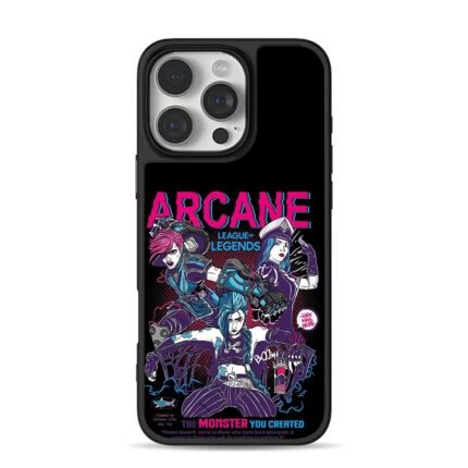 Arcane LoL Jinx Vi Caitlyn art iPhone 16 Pro Max Black Case