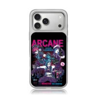 Arcane LoL Jinx Vi Caitlyn art iPhone 17 Pro Max Electroplated Silver Case1