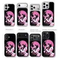 Ariana Grande sings pink moon Chris Brown Phone Case Black Electroplated Silver For Iphone 11 To 17