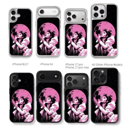 Ariana Grande sings pink moon Chris Brown Phone Case Black Electroplated Silver For Iphone 11 To 17