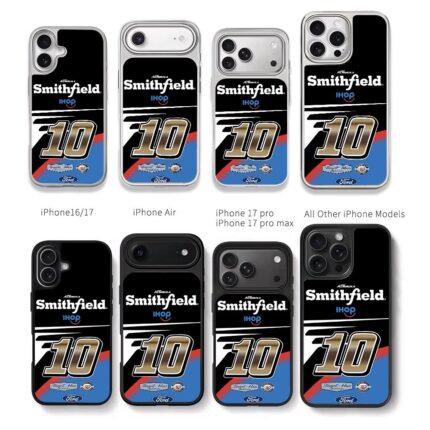 Aric NASCAR 10 Smithfield Ford Chris Brown Phone Case Black Electroplated Silver For Iphone 11 To 17