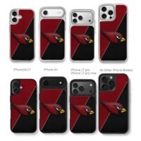 Arizona Cardinals logo split Chris Brown Phone Case Black Electroplated Silver For Iphone 11 To 17