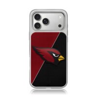 Arizona Cardinals logo split iPhone 17 Pro Max Electroplated Silver Case1