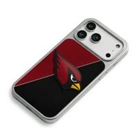 Arizona Cardinals logo split iPhone 17 Pro Max Electroplated Silver Case2