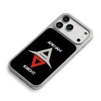 Arkham Knight logo with text iPhone 17 Pro Max Electroplated Silver Case2