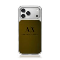 Armani Exchange AX dark olive iPhone 17 Pro Max Electroplated Silver Case1
