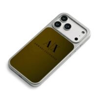Armani Exchange AX dark olive iPhone 17 Pro Max Electroplated Silver Case2