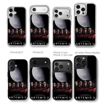 Artemis II 4 astronauts moon Chris Brown Phone Case Black Electroplated Silver For Iphone 11 To 17