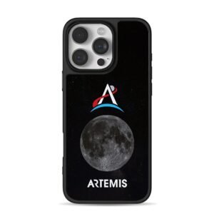 Artemis moon logo starry space iPhone 16 Pro Max Black Case