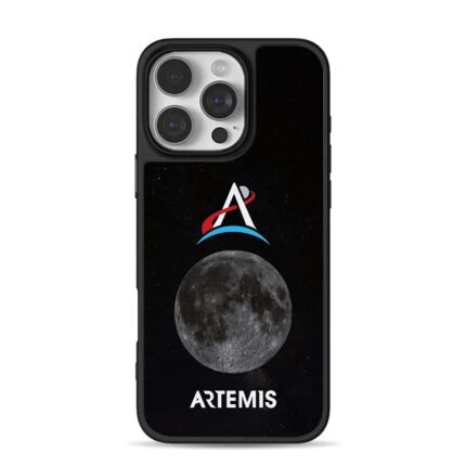Artemis moon logo starry space iPhone 16 Pro Max Black Case