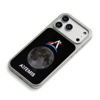 Artemis moon logo starry space iPhone 17 Pro Max Electroplated Silver Case2