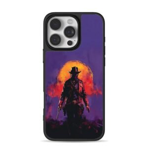 Arthur Morgan cowboy sunset iPhone 16 Pro Max Black Case