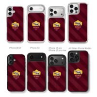 AS Roma logo maroon stripes Chris Brown Phone Case Black Electroplated Silver For Iphone 11 To 17