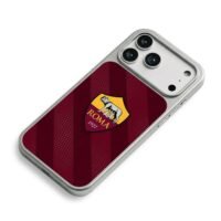 AS Roma logo maroon stripes iPhone 17 Pro Max Electroplated Silver Case2