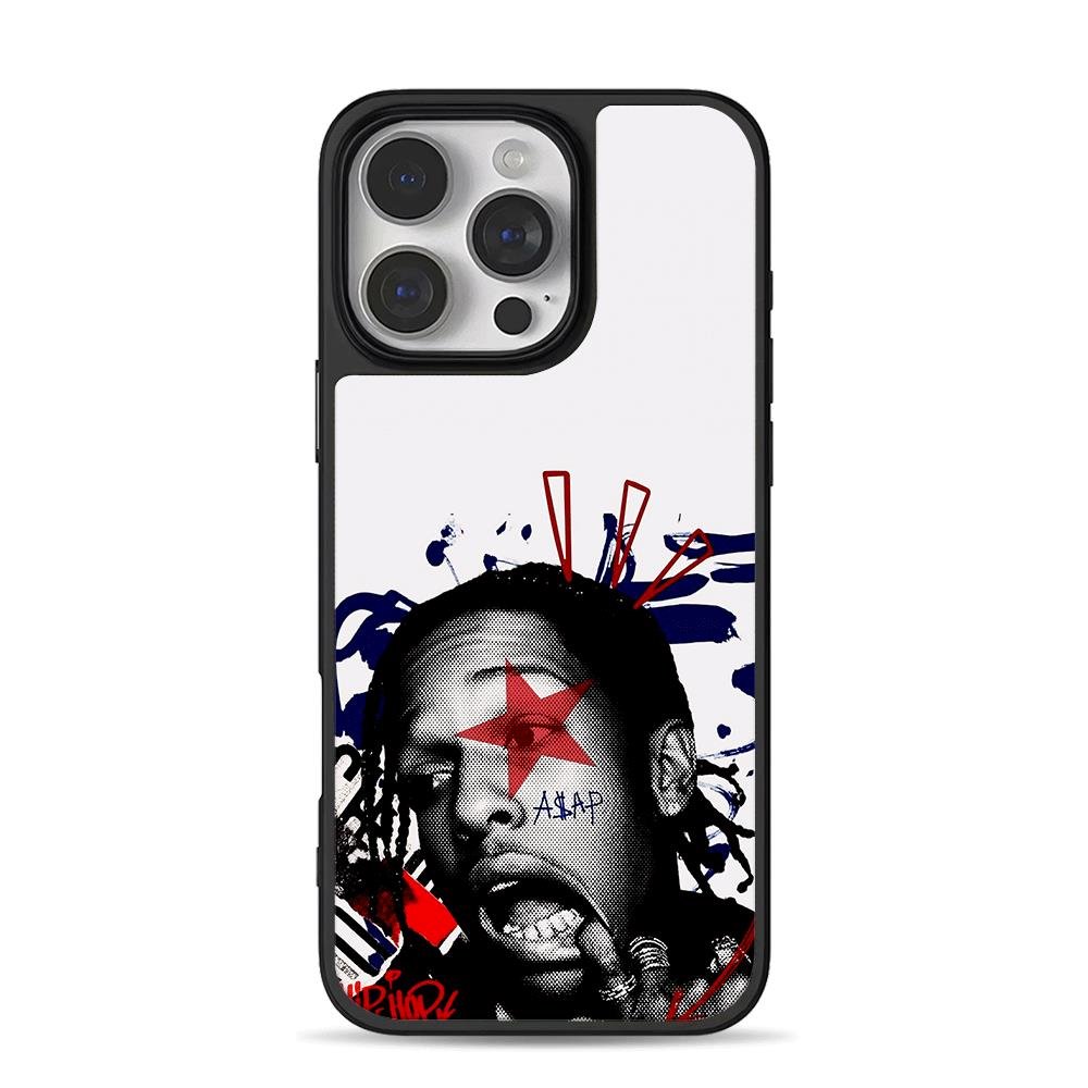 ASAP Rocky red star hiphop art iPhone 16 Pro Max Black Case ASAP Rocky red star hiphop art iPhone 16 Pro Max Black Case