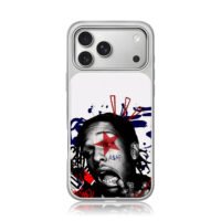 ASAP Rocky red star hiphop art iPhone 17 Pro Max Electroplated Silver Case1