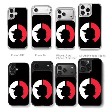 Ash Ketchum Pokeball silhouette art Chris Brown Phone Case Black Electroplated Silver For Iphone 11 To 17