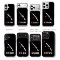 Asiimov AK47 with CSGO text Chris Brown Phone Case Black Electroplated Silver For Iphone 11 To 17