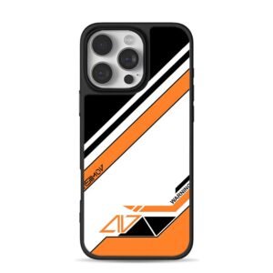 Asiimov CSGO stripe warning iPhone 16 Pro Max Black Case