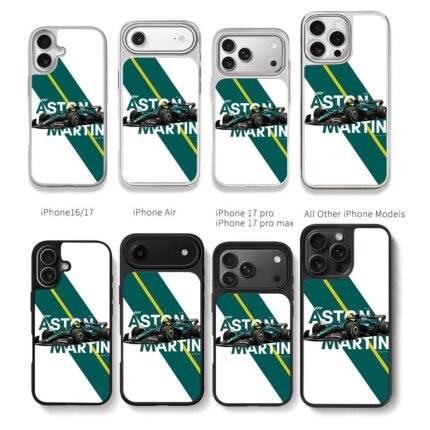 Aston Martin AMR23 F1 car Chris Brown Phone Case Black Electroplated Silver For Iphone 11 To 17