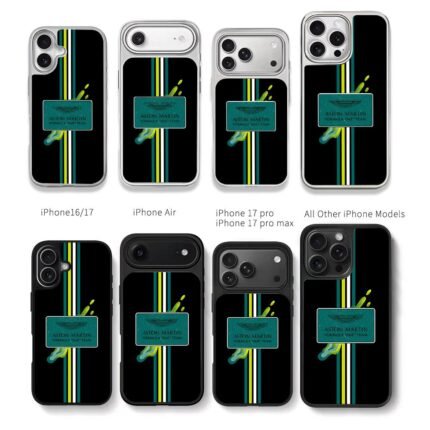 Aston Martin F1 Team stripe Chris Brown Phone Case Black Electroplated Silver For Iphone 11 To 17