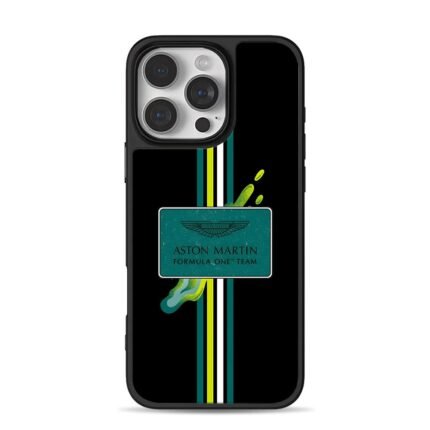 Aston Martin F1 Team stripe iPhone 16 Pro Max Black Case