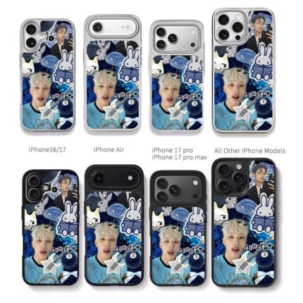 ATEEZ Mingi miffy cat collage Chris Brown Phone Case Black Electroplated Silver For Iphone 11 To 17
