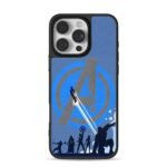 Avengers logo superhero blue iPhone 16 Pro Max Black Case