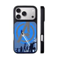 Avengers logo superhero blue iPhone 17 Pro Max Black Case