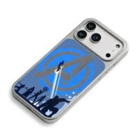 Avengers logo superhero blue iPhone 17 Pro Max Electroplated Silver Case2