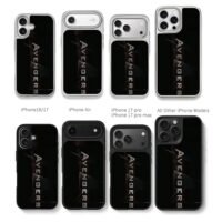 Avengers metal text on split black Chris Brown Phone Case Black Electroplated Silver For Iphone 11 To 17