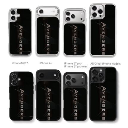 Avengers metal text on split black Chris Brown Phone Case Black Electroplated Silver For Iphone 11 To 17