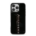 Avengers metal text on split black iPhone 16 Pro Max Black Case