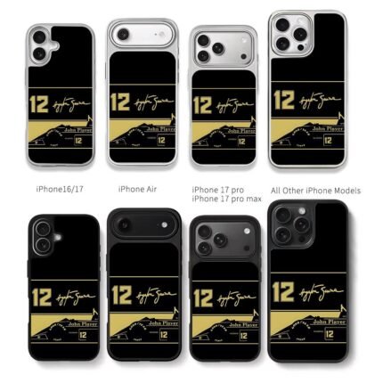 Ayrton Senna 12 F1 JPS livery Chris Brown Phone Case Black Electroplated Silver For Iphone 11 To 17