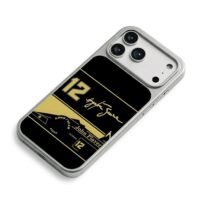 Ayrton Senna 12 F1 JPS livery iPhone 17 Pro Max Electroplated Silver Case2