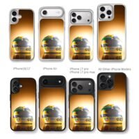 Ayrton Senna F1 racing helmet Chris Brown Phone Case Black Electroplated Silver For Iphone 11 To 17
