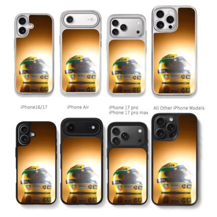 Ayrton Senna F1 racing helmet Chris Brown Phone Case Black Electroplated Silver For Iphone 11 To 17