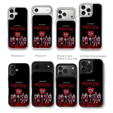 Babymonster PSYCHO girls lips Chris Brown Phone Case Black Electroplated Silver For Iphone 11 To 17