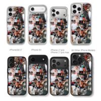 Bad Bunny Benito photo collage Chris Brown Phone Case Black Electroplated Silver For Iphone 11 To 17