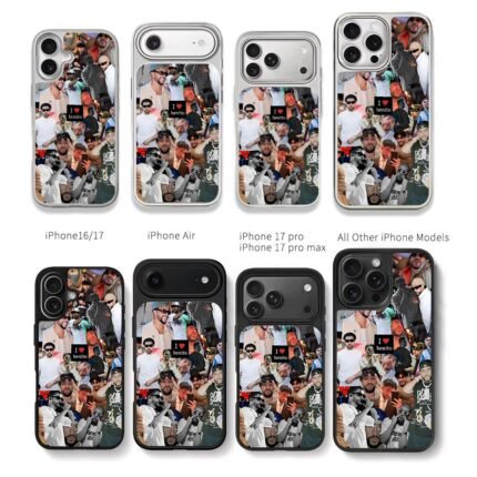 Bad Bunny Benito photo collage Chris Brown Phone Case Black Electroplated Silver For Iphone 11 To 17